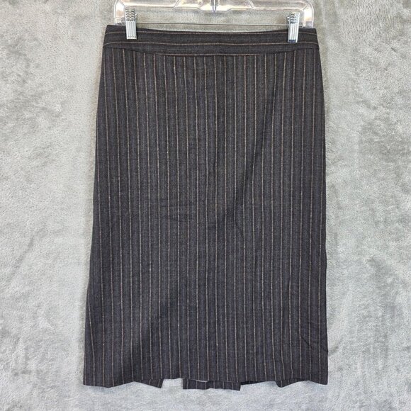 MaxMara Skirt Womens 4 Gray Pinstripe Wool Blend Made In Italy Career Workwear - Picture 1 of 10